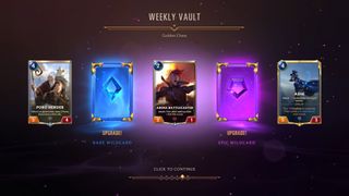 Legends of Runeterra weekly vault rewards golden chest rare epic wildcard champion ashe
