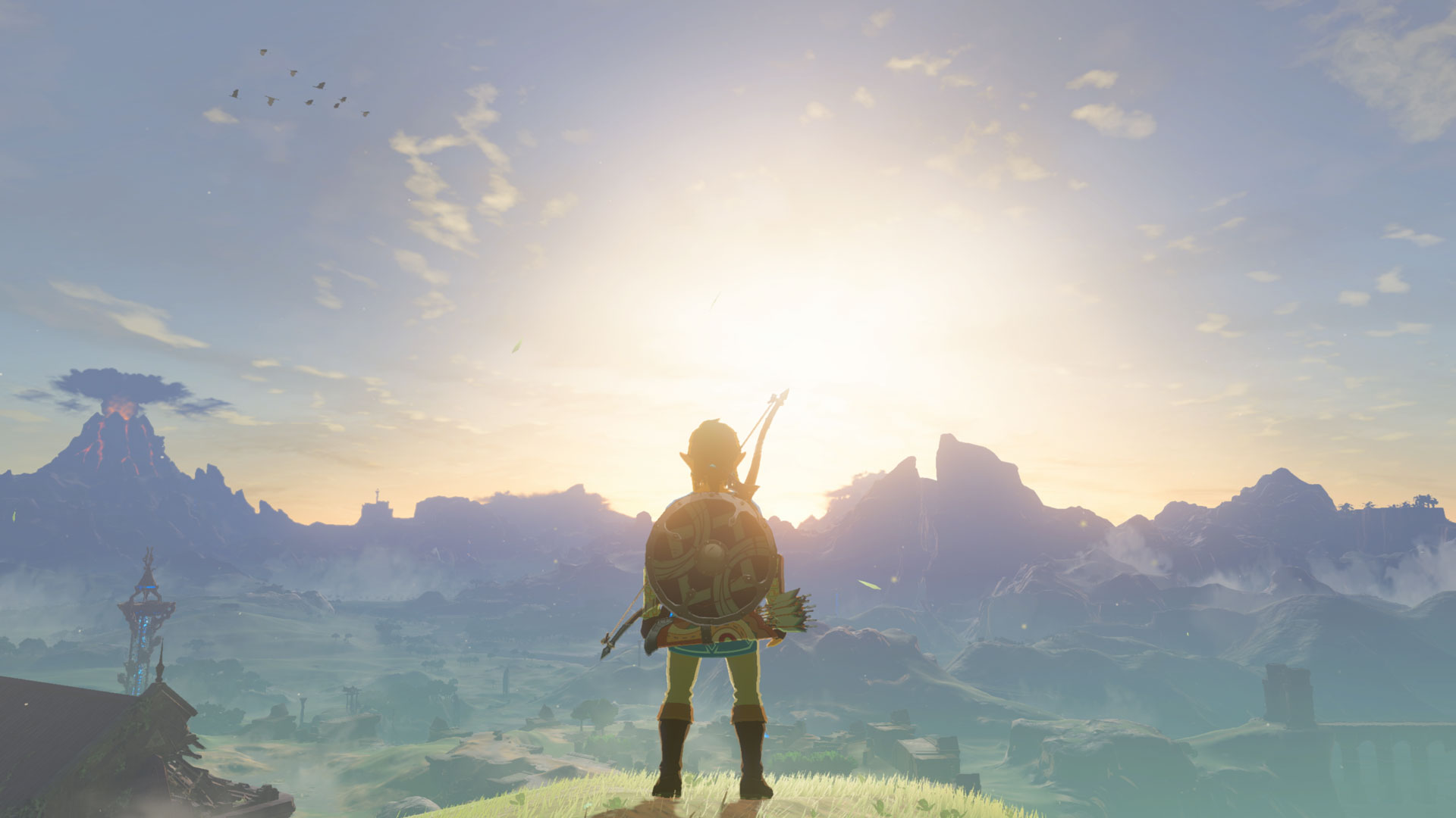 Link standing facing Hyrule in Zelda: Breath of the Wild Switch 2 Edition