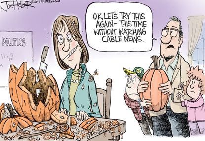 Editorial Cartoon U.S. Pumpkin Carving Cable News