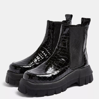ALPHA Black Crocodile Chunky Leather Chelsea Boots, now £67.19 was £95.99