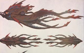 The Kraken's body in the Sea of Thieves art book.