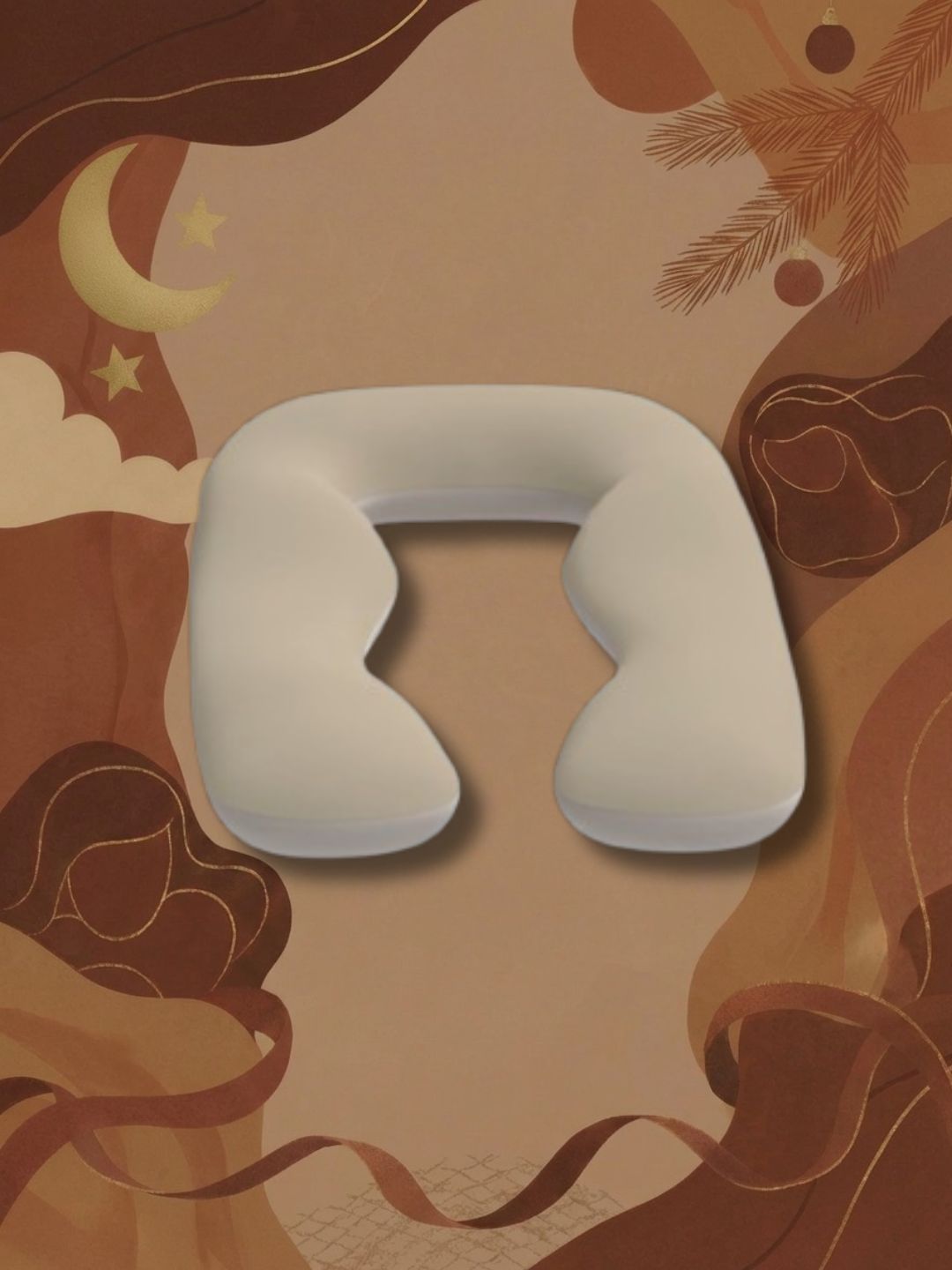 Body pillow on brown Christmas abstract graphic background 