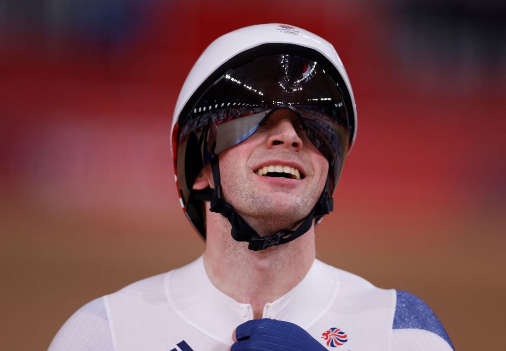 Britains Jason Kenny reacts after winning a heat of the mens track cycling sprint 132 finals during the Tokyo 2020 Olympic Games at Izu Velodrome in Izu Japan on August 4 2021 Photo by Odd ANDERSEN AFP Photo by ODD ANDERSENAFP via Getty Images