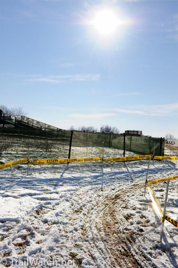 The course was snowy in the morning, but that wouldn't last.