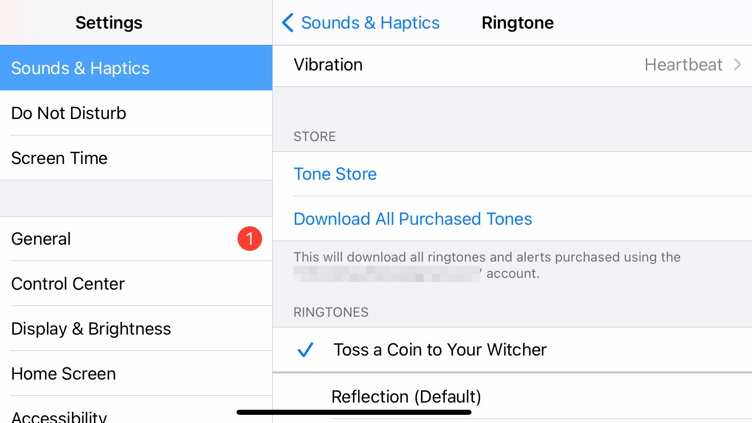 Ringtone settings menu