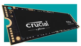 Crucial P3 Plus SSD on a blue background