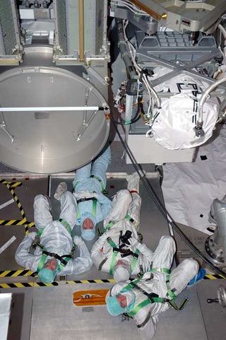 Space Shuttle Atlantis Crew Practice Escape Drill