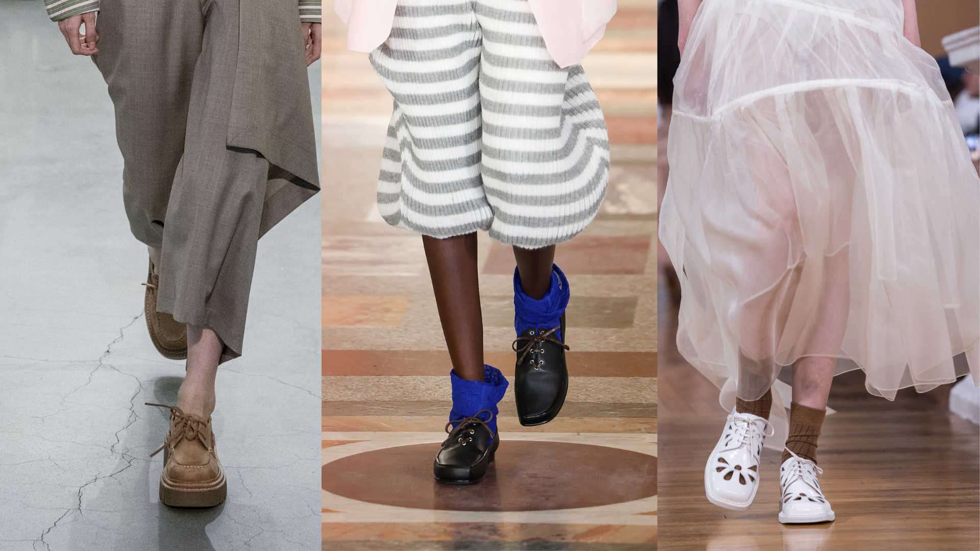 Simone Rocha, Louis Vuitton and Monse boat shoes.