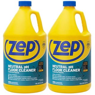 Two bottles of Zep Neutral Ph Industrial Floor Cleaner against white background.