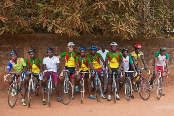 Where&rsquo;s Waldo? The Benin national team poses prior to the race with Peace Corps volunteer and assistant coach, Christoph Herby