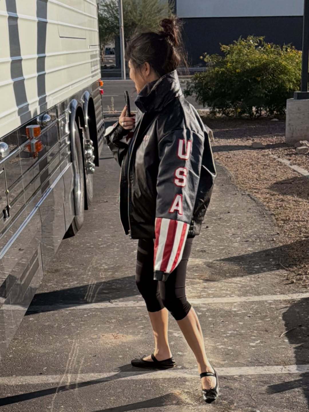 Kourtney Kardashian wore the leggings spring 2026 trend on Feb 24