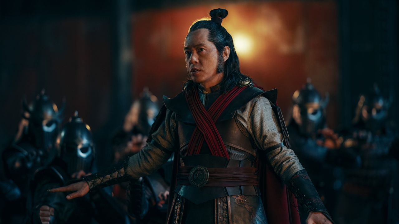Ken Leung in costume as Zhao in Netflix's Avatar: The Last Airbender