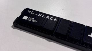 The logo on the front of the WD Black SN850P.