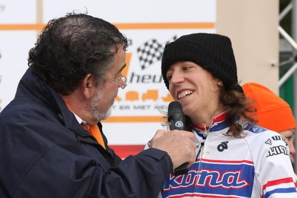 Helen Wyman is interviewed after her win.