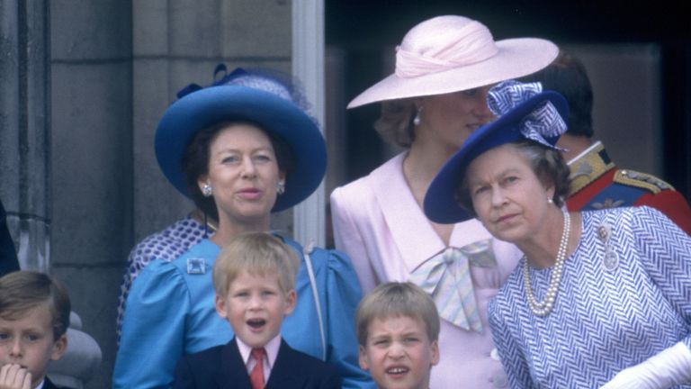Diana, Princess of Wales ,Prince William,Prince Harry,Queen Elizabeth II,Princess Margaret,Trooping the Colour