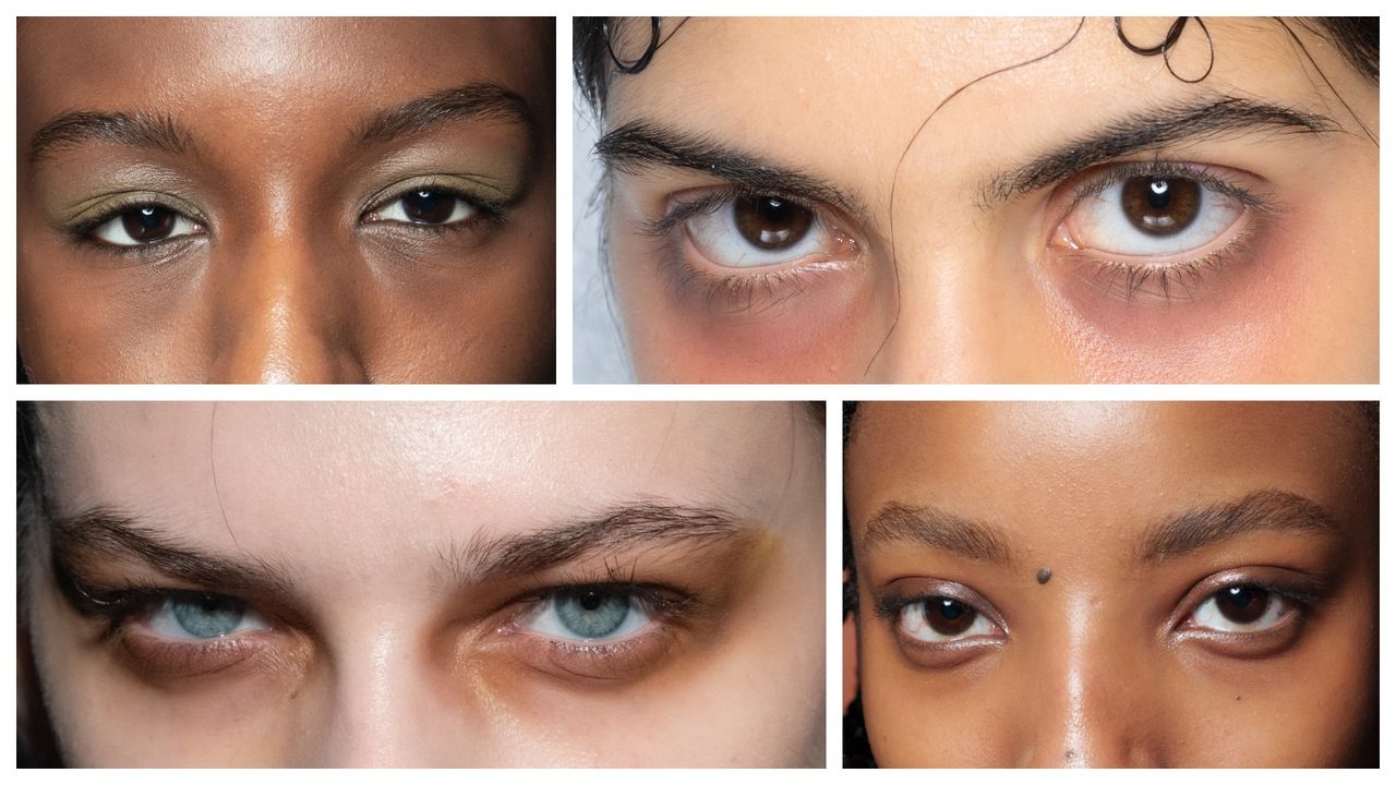 four models with dark circles in a grid pattern