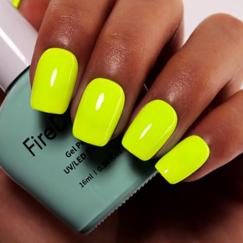 Firedeep Neon Yellow Gel Nail Polish,0.54 Fl Oz Summer Bright Yellow Uv Led Soak Off Spring Summer Gel Polish 1pcs