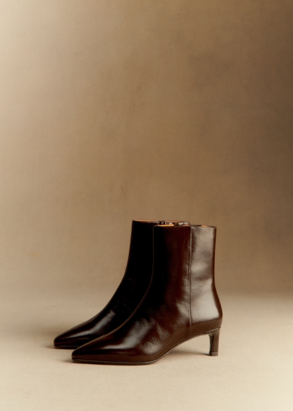 Garance Ankle Boots - Chocolate Patent - Bovine Leather - S&amp;eacute;zane