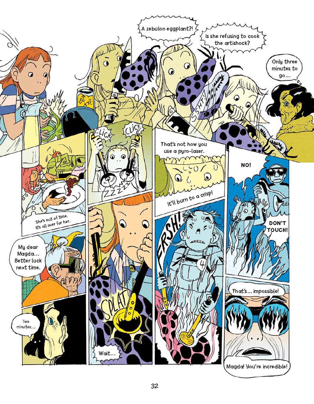 A selection of interior pages from Magda, Intergalactic Chef: The Big Tournament &ndash; Book 1.