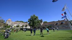 A general view of the practice putting green and the clubhouse at Golf de Saint-Nom-La-Bretèche ahead of the Open de France in 2025