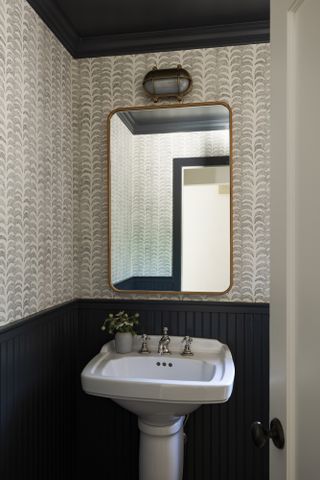 powder room with charcoal ceiling
