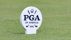 A PGA of America white tee box sign