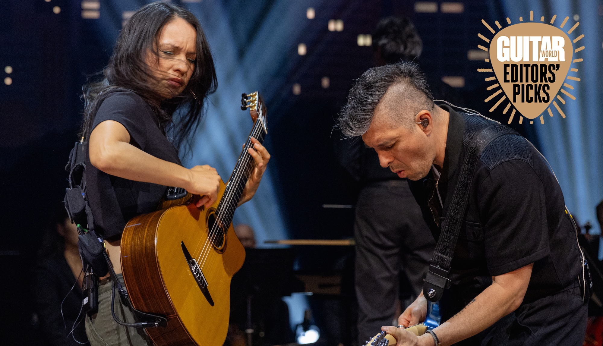 Gabriela Quintero (left) and Rodrigo S&aacute;nchez perform onstage at ACL Live in Austin, Texas on July 7, 2023