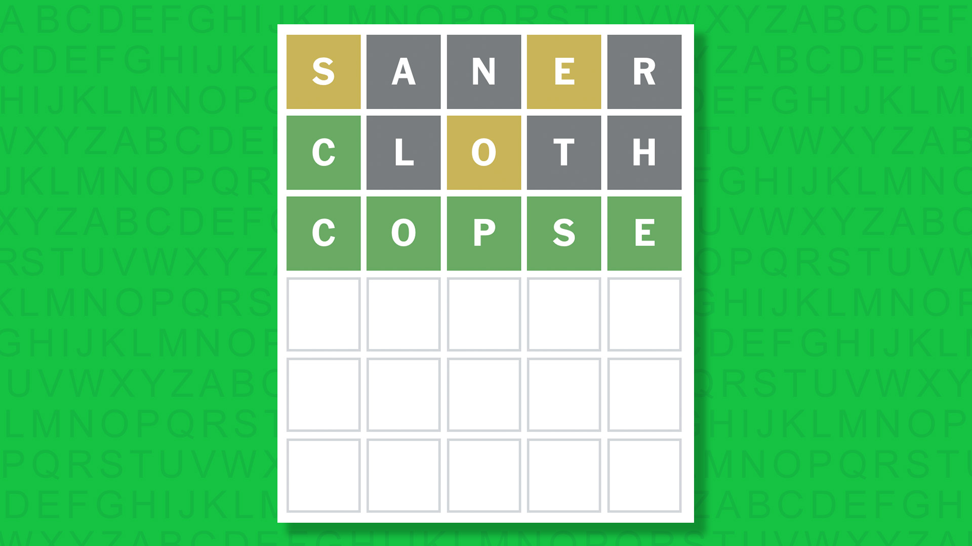 NYT Wordle answer for game 1924 on a green background