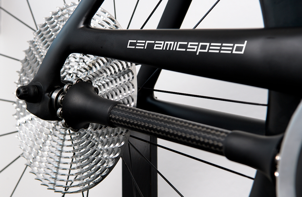 The system uses CeramicSpeed bearings to reduce friction in the drivetrain