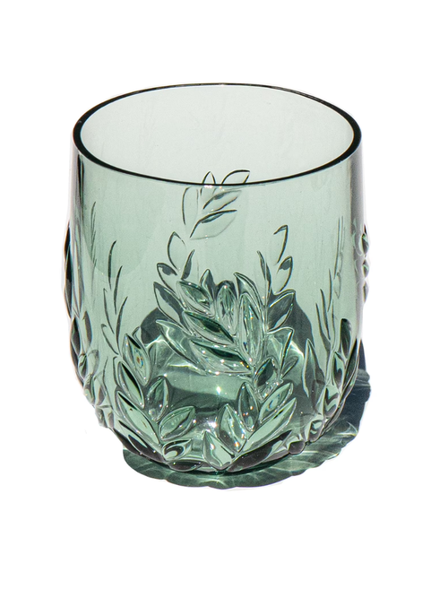 Embossed Leaf Acrylic Stemless Wine Glasses, Set of 6