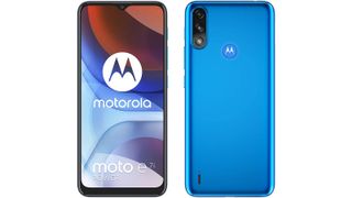 The Moto E7i Power shown from the front and back