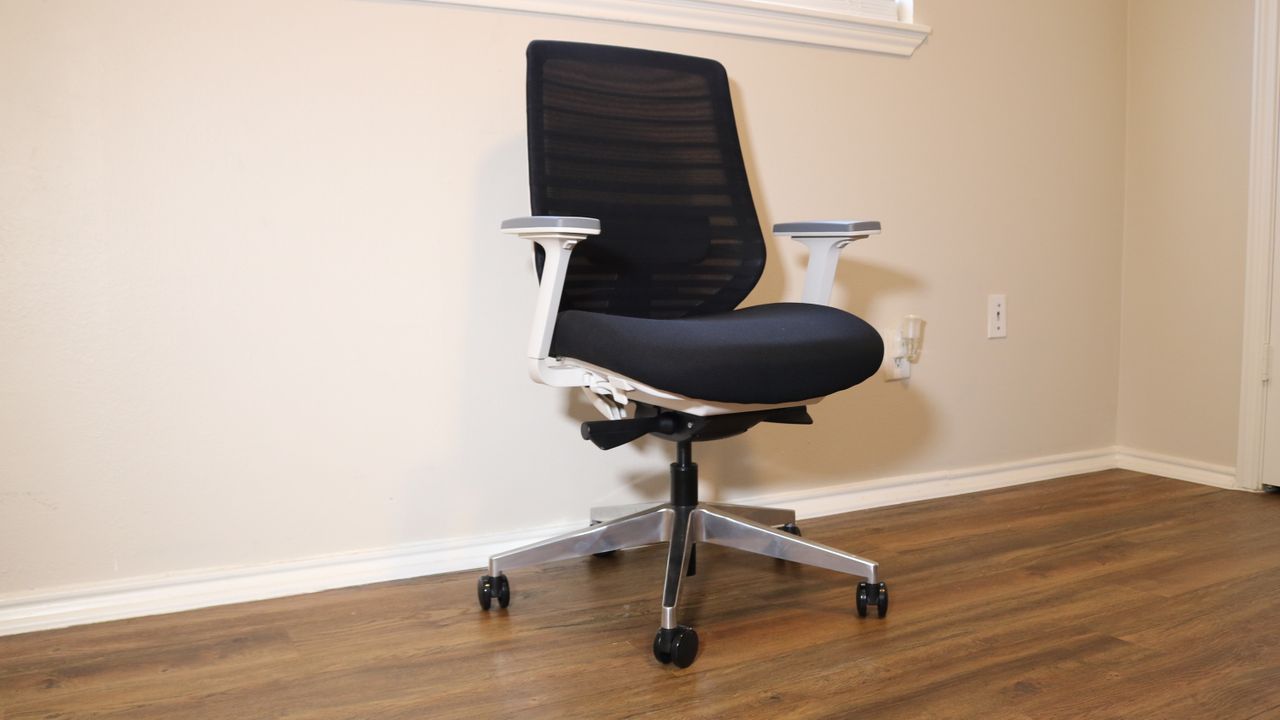 Angled View of the Branch Ergonomic Chair in a bare living room