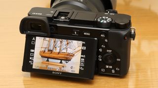 Sony A6100 camera - close-up of rear panel and screen
