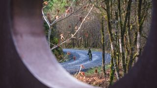 A gravel rider riding the smooth Aberfoyle gravel tracks