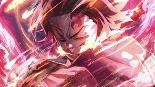 An anime character with flames on their face in Anime Fighting Simulator