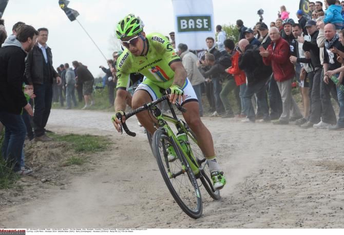 Peter Sagan (Cannondale) flying over the pave