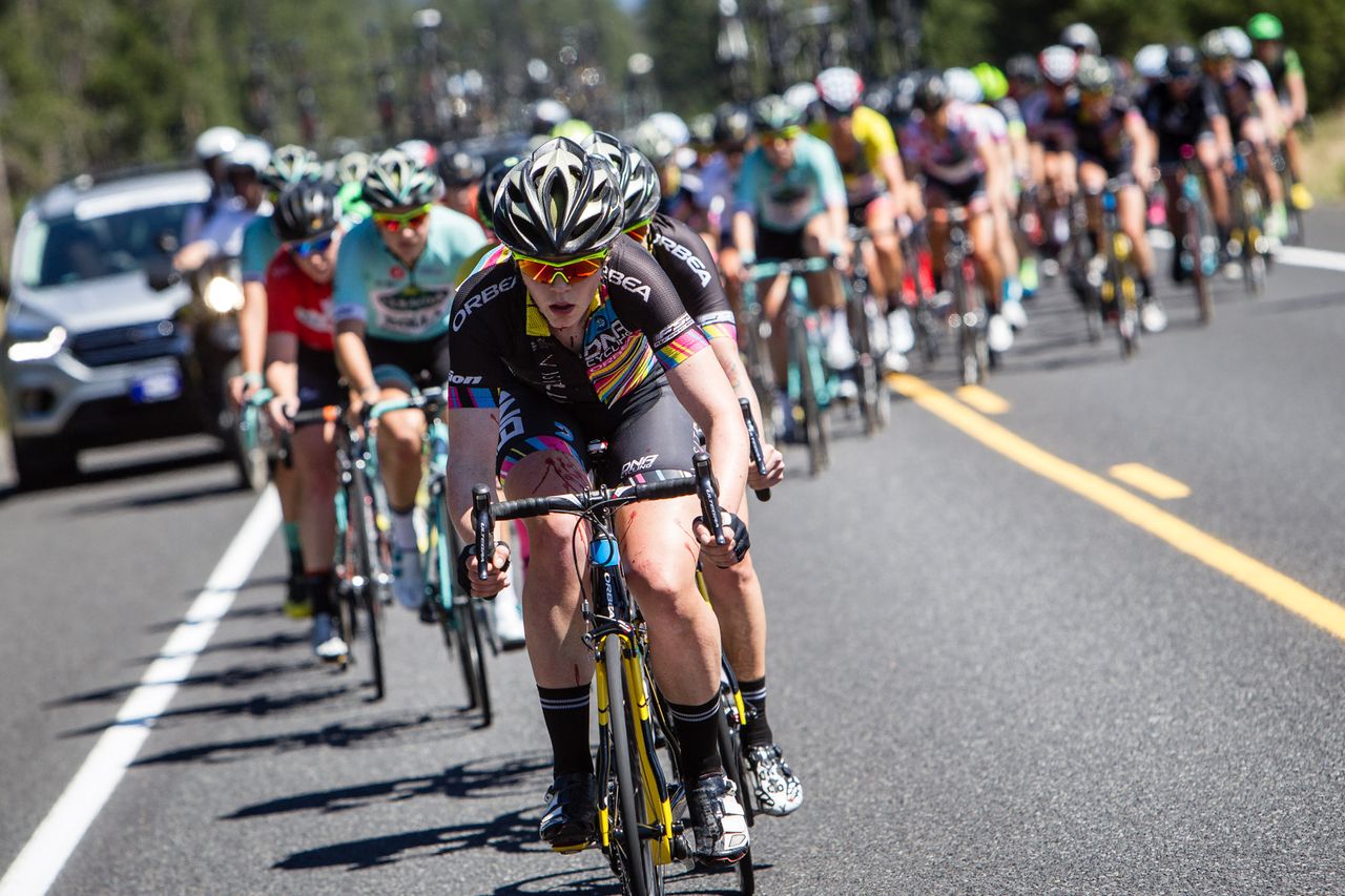 Claire Rose (DNA) works on the front to bring the break back