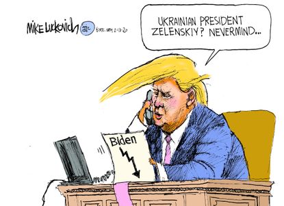 Political Cartoon U.S. Trump Ukraine Biden slump