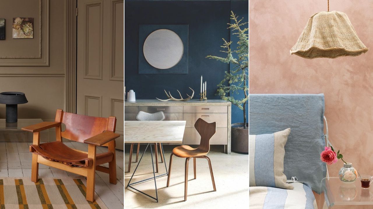 Three images of rooms with painted walls