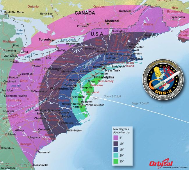 Rocket Launch Visible from US East Coast on Nov. 19 Visibility Maps