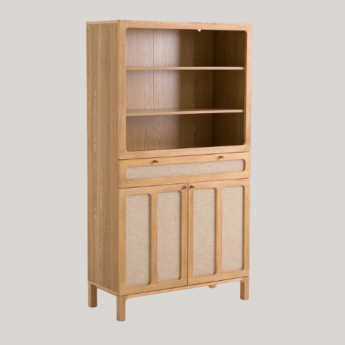 Esmara High 2-Door Dresser in Ash/linen