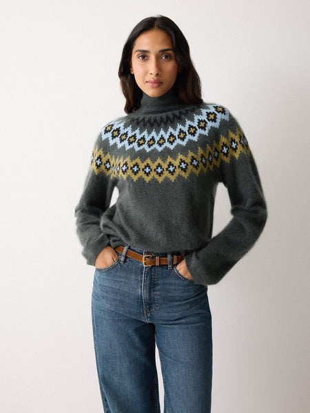 Halo Cashmere Fairisle Jumper | Green
