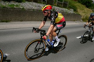NOTTWIL SWITZERLAND JUNE 12 Tim Merlier of Belgium and Team Soudal QuickStep competes during the 86th Tour de Suisse 2023 Stage 2 a 1737km stage from Beromnster to Nottwil UCIWT on June 12 2023 in Nottwil Switzerland Photo by Dario BelingheriGetty Images