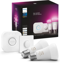 Philips Hue Smart Light Bulb, Smart Button and Hue Bridge Starter Kit:&nbsp;was £134.99, now £100.99 at Amazon (save £34)