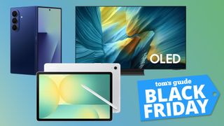Various Samsung products with Tom's Guide Black Friday deal badge overlaid