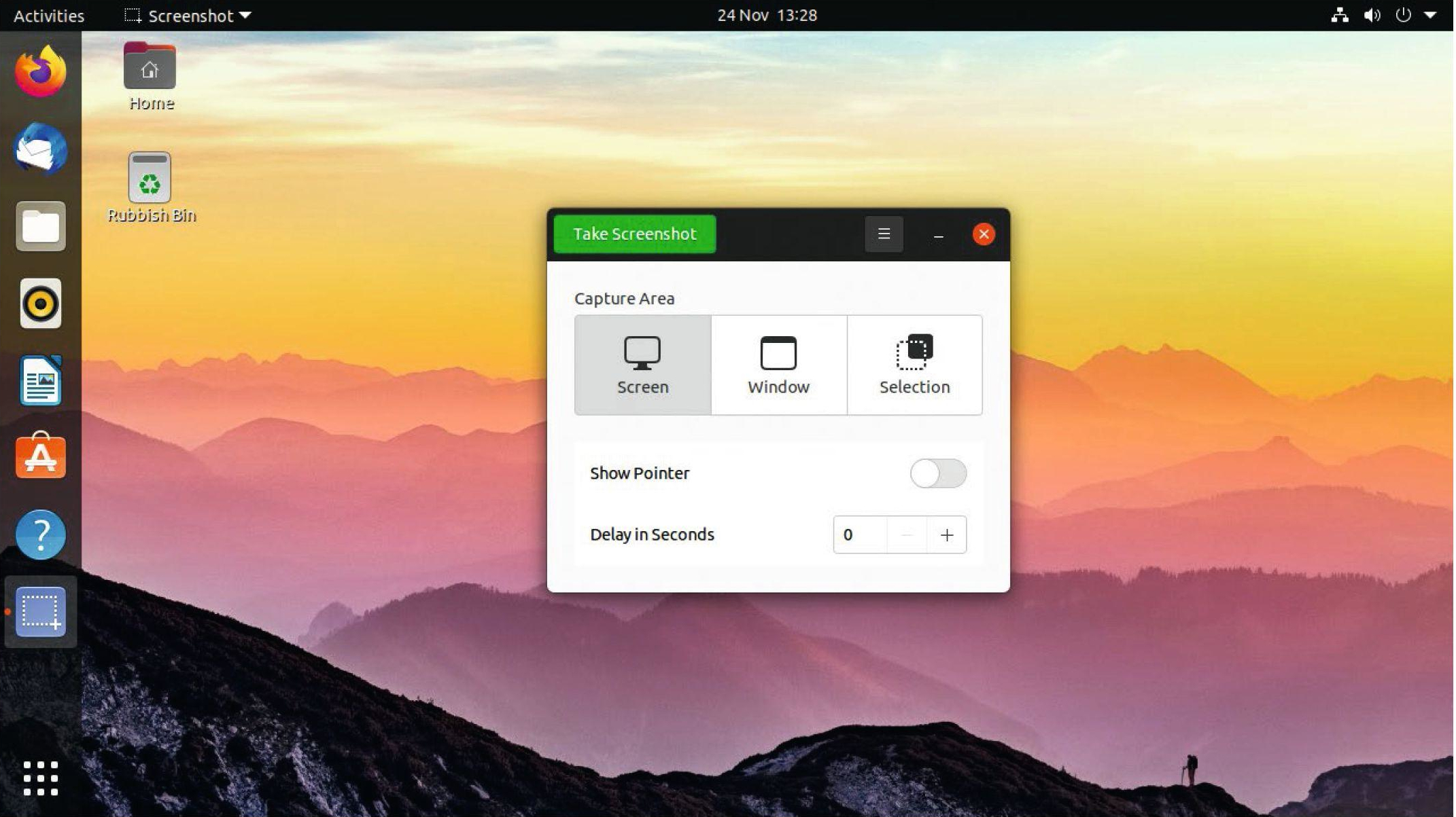 screenshot of Ubuntu 20.10's Gnome desktop