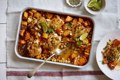 sweet potato chickpea and chicken bake