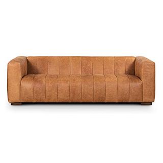 Poly & Bark Canale 86" Sofa in Full-Grain Pure-Aniline Italian Leather in Cognac Tan