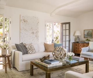 Neutral living room in Spanish Colonial
