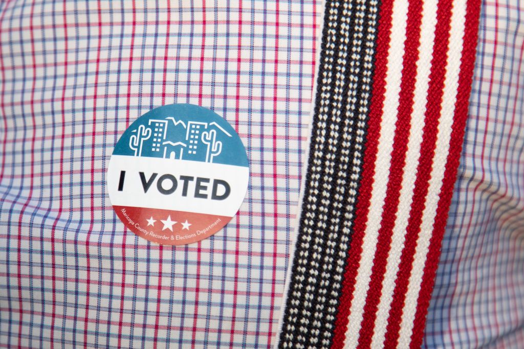 An &amp;quot;I Voted&amp;quot; sticker on an Arizona voter.